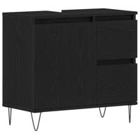 3-delige badkamermeubelset Zwart eiken Bewerkt hout - thumbnail