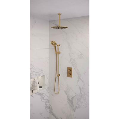 Gold Edition thermostatische inbouw regendouche 3-weg omstelling SET 48 met 30 cm douchekop en plafondarm, handdouche en glijstang