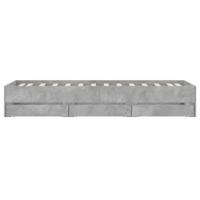 Bedframe met lades bewerkt hout betongrijs 90x200 cm - thumbnail