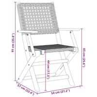 Tuinstoelen 6 st inklapbaar poly rattan en massief hout zwart - thumbnail