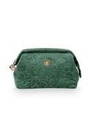 Pip Studio Pip Cosmetic Purse Small Velvet Quilted Green 19x12x8.5cm - thumbnail