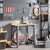 Werkbank 100x60x81,5 cm massief eikenhout lichtbruin - thumbnail