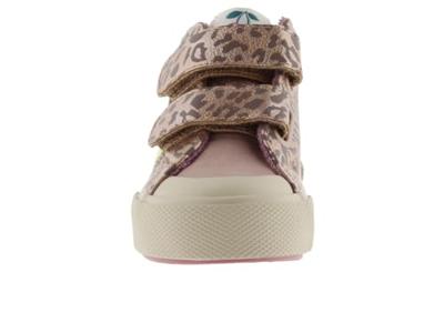 Hoge schoenen met luipaard dierenmotief en klittenbandsluitingen VICTORIA beige