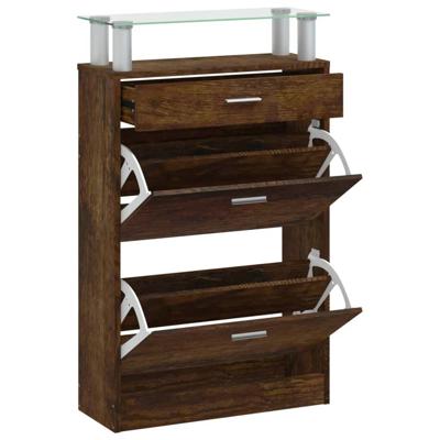 Schoenenkast 63x24x104 cm bewerkt hout gerookt eikenkleurig Schoenenkast 63x24x104 cm bewerkt hout gerookt eikenkleurig