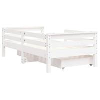 Kinderbedframe met lades 70x140 cm massief grenenhout wit - thumbnail