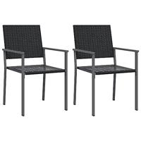 Tuinstoelen 2 st 54x62,5x89 cm poly rattan zwart - thumbnail
