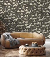 Dutch Wallcoverings Eleganza - Petalina Charcoal - Zwart - thumbnail