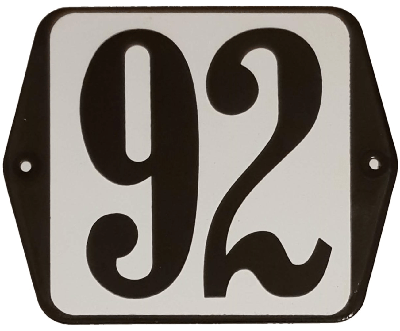 Huisnummer naambordje standaard 15x12 cm nummer 92 - Warentuin mix