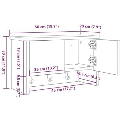 Wandgemonteerde kapstok Wit 50 x 20 x 30 cm Bewerkt hout Wandgemonteerde kapstok Wit 50 x 20 x 30 cm Bewerkt hout