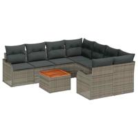 Tuinbankenset met kussen 9 pcs Grijs poly rattan - thumbnail