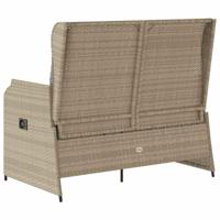 Tuinbankje verstelbaar met kussens poly rattan beige - thumbnail