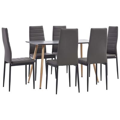 vidaXL 7-delige Eethoek kunstleer grijs