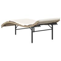 Ligstoelen 2 st met kussens poly rattan beige - thumbnail