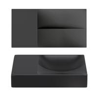 Clou Vale fonteinen keramiek fontein 38x19x7cm zonder kraangat links Zwart mat CL/03.30161.L - thumbnail