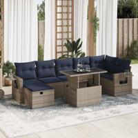 8-delige Loungeset met kussens poly rattan acacia bruin - thumbnail