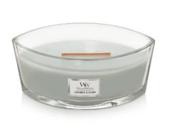WoodWick Geurkaars Ellipse Lavender & Cedar - 9 cm / 19 cm - Geurkaars in Glas - Houten Lont