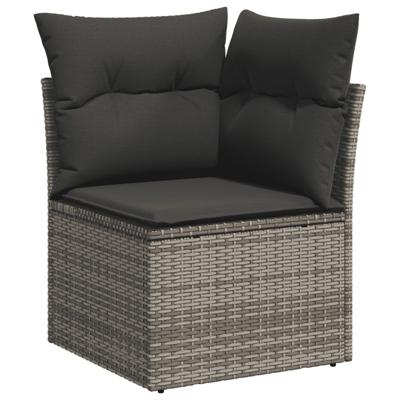 4-delige Loungeset met kussens poly rattan grijs - thumbnail
