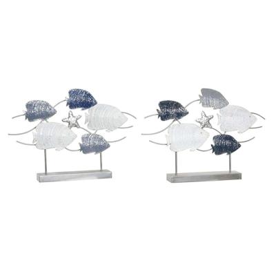 Decoratieve figuren DKD Home Decor 63 x 9 x 44 cm Grijs Blauw Wit Spiralen (2 Stuks)