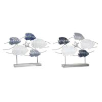 Decoratieve figuren DKD Home Decor 63 x 9 x 44 cm Grijs Blauw Wit Spiralen (2 Stuks) - thumbnail