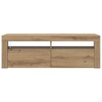 Tv-meubel met LED 120x35x40 cm bewerkt hout artisanaal eiken - thumbnail