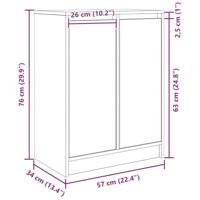 Dressoir 57x34x76 cm bewerkt hout oud houtkleurig - thumbnail