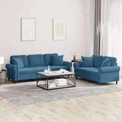 2-delige Loungeset met kussens fluweel blauw