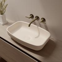Opbouw Waskom Ideavit Solidpool 55x35x13 cm Solid Surface Creme Mat - thumbnail