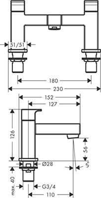 Hansgrohe Badrandmengkraan Vernis Shape 2-Gats Chroom
