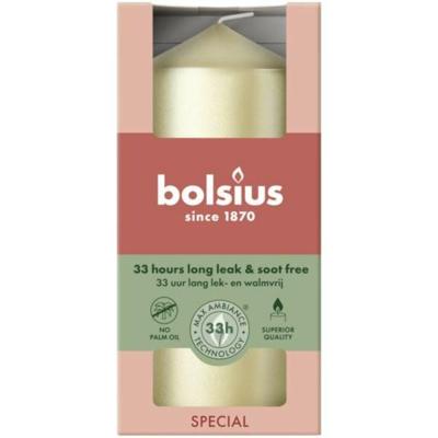 Bolsius stompkaars 6x12 cm metallic silver