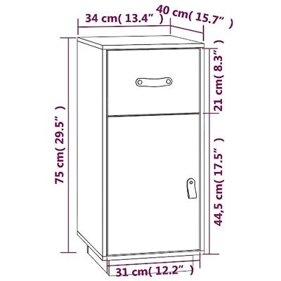 Dressoir 34x40x75 cm massief grenenhout wit - thumbnail