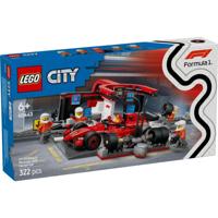LEGO CITY F1 pitstop en pitcrew met Ferrari auto 60443 - thumbnail
