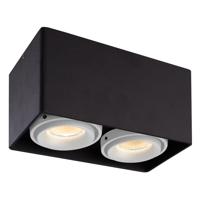Dimbare LED Opbouwspot plafond Esto - 2 Lichts - Zwart met witte afdekringen - IP20 - kantelbaar - excl. GU10 lichtbron - voor droge ruimtes - thumbnail