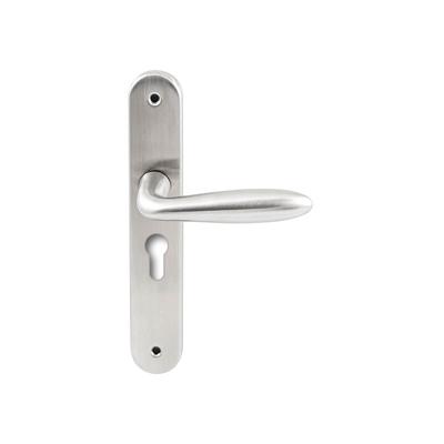Hardbrass Deurkruk Istanbul op ovaal langschild profielcilindergat 55mm - RVS Hardbrass Deurkruk Istanbul op ovaal langschild profielcilindergat 55mm - RVS
