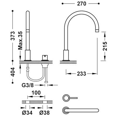Wastafelmengkraan Tres Study Exclusive 37,3 cm 2-Gats 1-Hendel Uitloop Gebogen Rond Zwart Brons Wastafelmengkraan Tres Study Exclusive 37,3 cm 2-Gats 1-Hendel Uitloop Gebogen Rond Zwart Brons
