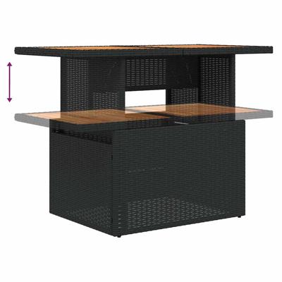6-delige Loungeset met kussens poly rattan acacia zwart - thumbnail