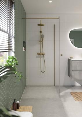 Saqu Modulo inloopdouche incl. antikalk 120x210cm geborsteld messing