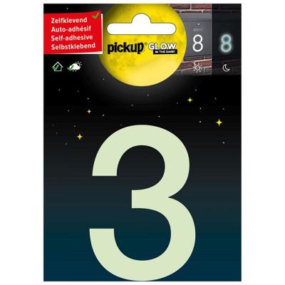 Glow in the dark Nummer 3 - 75 mm zelfklevend.