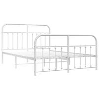 Bedframe met hoofd- en voeteneinde metaal wit 140x190 cm - thumbnail
