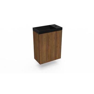 Fonteinkast Maddison Oak Arcqua Luna 40x55x28 cm Incl. Fontein Mat Zwart Zonder Overloop Arcqua
