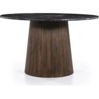 Eleonora Ronde Eettafel 'Maxim' Mangohout en marmer, 130cm - thumbnail