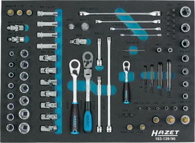Hazet Dopsleutelset Metrisch 1/4 (6.3 mm), 3/8 (10 mm), 1/2 (12.5 mm) 90-delig 163-139/90 Hazet Dopsleutelset Metrisch 1/4 (6.3 mm), 3/8 (10 mm), 1/2 (12.5 mm) 90-delig 163-139/90