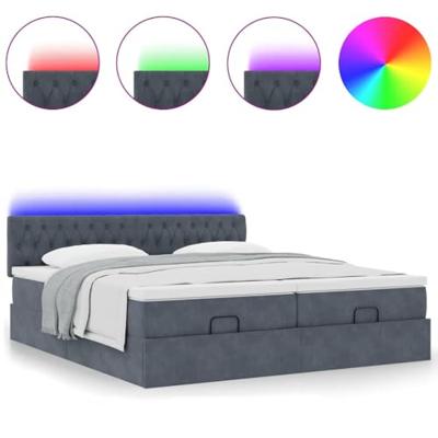 Ottoman bed met matrassen en LED's 200x200cm fluweel