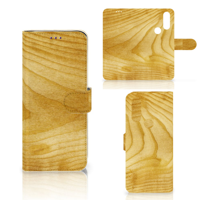 Motorola One Vision Book Style Case Licht Hout - thumbnail