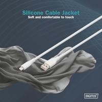 Digitus USB-laadkabel USB 2.0 USB-A stekker, Apple Lightning stekker 1.00 m Wit Flexibel, Zeer flexibel, Met USB, Silicone, Uitstekende - thumbnail