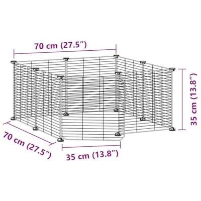 VidaXL Huisdierkooi met 8 panelen en deur, zwart 35x35 cm staal
