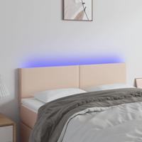 Hoofdbord LED 144x5x78/88 cm kunstleer cappuccinokleurig - thumbnail