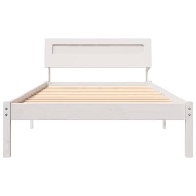 Bedframe met LED -striplichten met hoofdeinde Wit 75 x 190 cm Grenenhout Bedframe met LED -striplichten met hoofdeinde Wit 75 x 190 cm Grenenhout