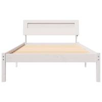 Bedframe met LED -striplichten met hoofdeinde Wit 75 x 190 cm Grenenhout - thumbnail