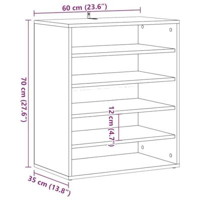 Schoenenkast 60x35x70 cm bewerkt hout artisanaal eikenkleur - thumbnail