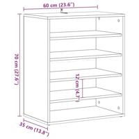 VidaXL Schoenenkast 60x35x70 cm bewerkt hout oud houtkleurig - thumbnail